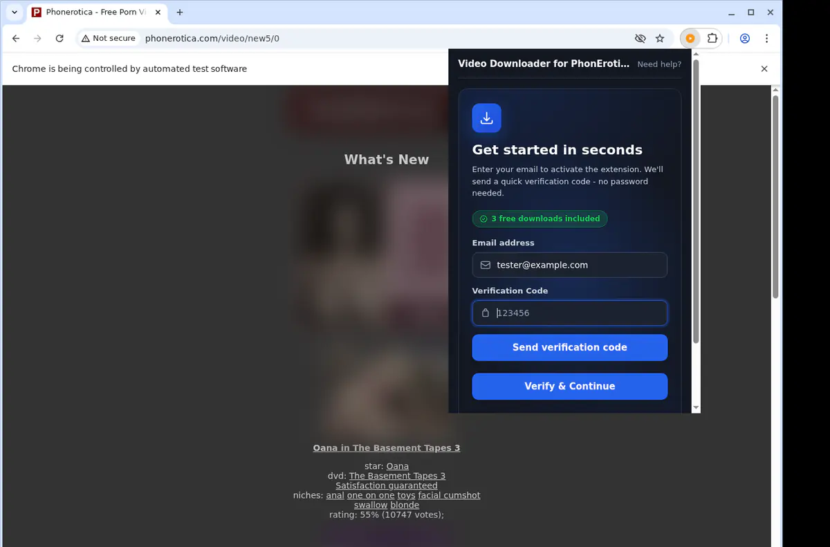 Phonerotica Video Downloader browser extension screenshot 4
